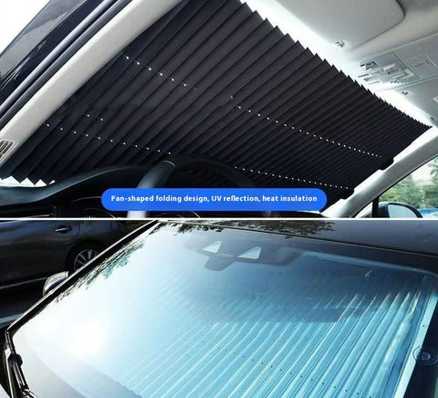 Automatic Retractable Sunshade Sun Protection Front Windscreen Car Sunshade Windproof Summer Car Sunshade