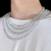 Ready to Ship 2Mm-5Mm Pass Diamond Test S925 Sterling Silver Women Men Hiphop Diamond Necklace GRA Moissanite Tennis Chain