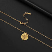 Stainless Steel Birth Month Flower Necklace Custom Name round Pendant Necklace for Women Special Christmas Jewelry Gift