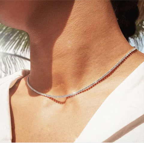 Ready to Ship 2Mm-5Mm Pass Diamond Test S925 Sterling Silver Women Men Hiphop Diamond Necklace GRA Moissanite Tennis Chain