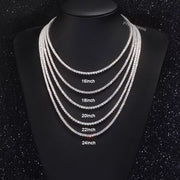 Ready to Ship 2Mm-5Mm Pass Diamond Test S925 Sterling Silver Women Men Hiphop Diamond Necklace GRA Moissanite Tennis Chain
