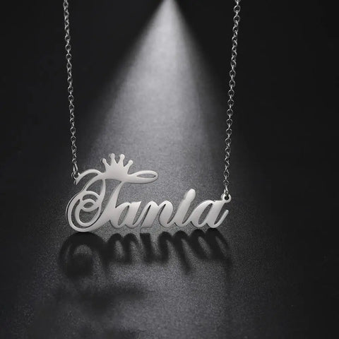 Custom Name Necklace Personality Crown Stainless Steel Necklace for Women Man Customized Jewelry Girlfriend Gift Steel