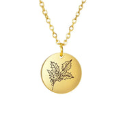 Stainless Steel Birth Month Flower Necklace Custom Name round Pendant Necklace for Women Special Christmas Jewelry Gift