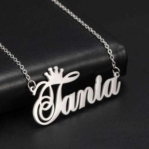Custom Name Necklace Personality Crown Stainless Steel Necklace for Women Man Customized Jewelry Girlfriend Gift Steel