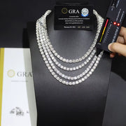 Ready to Ship 2Mm-5Mm Pass Diamond Test S925 Sterling Silver Women Men Hiphop Diamond Necklace GRA Moissanite Tennis Chain