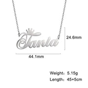 Custom Name Necklace Personality Crown Stainless Steel Necklace for Women Man Customized Jewelry Girlfriend Gift Steel