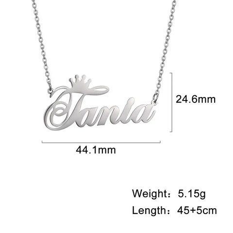 Custom Name Necklace Personality Crown Stainless Steel Necklace for Women Man Customized Jewelry Girlfriend Gift Steel