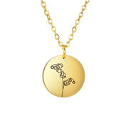 Stainless Steel Birth Month Flower Necklace Custom Name round Pendant Necklace for Women Special Christmas Jewelry Gift