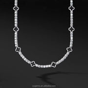 Ready to Ship 2Mm-5Mm Pass Diamond Test S925 Sterling Silver Women Men Hiphop Diamond Necklace GRA Moissanite Tennis Chain