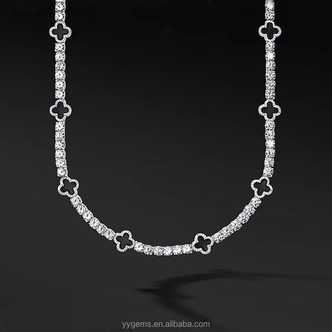 Ready to Ship 2Mm-5Mm Pass Diamond Test S925 Sterling Silver Women Men Hiphop Diamond Necklace GRA Moissanite Tennis Chain