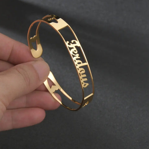 Customized Name Bracelet Personalized Custom Bangles Stainless Steel Jewelry