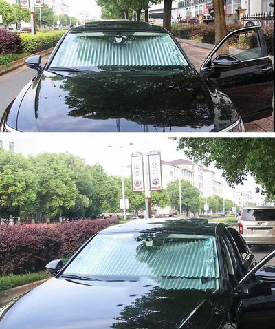 Automatic Retractable Sunshade Sun Protection Front Windscreen Car Sunshade Windproof Summer Car Sunshade