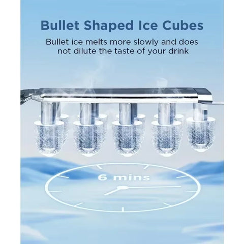 Ice Maker Countertop, Portable Machine with Self-Cleaning, 26.5Lbs/24Hrs, 9 Bullet Ice Cubes in 6 Mins, Basket