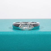 Anujewel 1Ct Marquise Cut D Color Moissanite Diamond Engagement Men Ring Silver Wedding Ring for Women Customized Jewelry