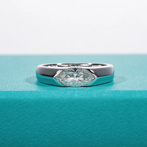 Anujewel 1Ct Marquise Cut D Color Moissanite Diamond Engagement Men Ring Silver Wedding Ring for Women Customized Jewelry