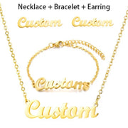 DODOAI Customized Jewelry Sets Trendy Letter Earrings Stainless Steel Name Necklace/Earrings/Bracelet/ Ring Nameplate Gift