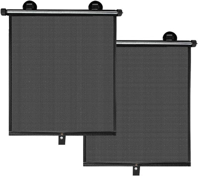 Auto Retractable Roller Sun Shade for Car Window - Block Glare and Heat, 2Pcs