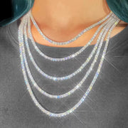 Ready to Ship 2Mm-5Mm Pass Diamond Test S925 Sterling Silver Women Men Hiphop Diamond Necklace GRA Moissanite Tennis Chain